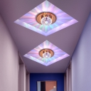 Donut Flush Mount Recessed Lighting Minimalist Crystal Black/Tan LED Ceiling Fixture in Warm/Multi-Color Light, 5.5