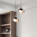 Cream Glass Globe Pendant Lamp Postmodern 1 Bulb Copper/Brass Hanging Ceiling Light with Double Dome Shade