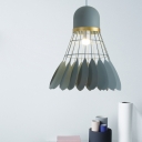 Decorative Badminton Pendant Light Kit Metal 1 Bulb Dining Table Hanging Lamp in White/Green/Black