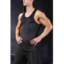 Classic Mens Fitness Tank Top Flatlock Seam Quick Dry Skinny Fitted Sleeveless Scoop Neck Tank Top