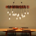 Linear Dining Room Chandelier Rural Wood 8/10/17-Light Gold Ceiling Pendant Light, 31.5