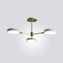 Radial LED Ceiling Chandelier Nordic Metal 3/4-Bulb Dining Room LED Pendant Light Fixture in Grey/White/Green