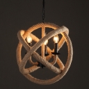 Beige Interlocking Ring Hanging Lamp Loft Hemp Rope 14