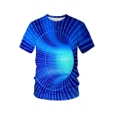 Unique Mens Tee Top 3D Digital Numeral Data Pattern Crew Neck Short-sleeved Regular Fitted T-Shirt