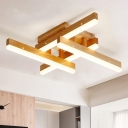 Novelty Modern Criss-Cross Flush Light Wooden Living Room LED Ceiling Mount Lamp in Warm/White/3 Color Light, Small/Medium/Large