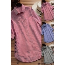 Stylish Womens Shirt Plaid Pattern Button Design Spread Collar Asymmetrical Hem Long Sleeves Relaxed Fit Shirt Blouse