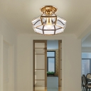 Pot Lid Shaped Kitchen Ceiling Lamp Classic Clear Glass 1 Head Brass Semi Flush Mount Light