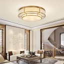 2-Tier Living Room Ceiling Lamp Simplicity Patterned Glass 4/8-Bulb Gold Flush Mount Lighting