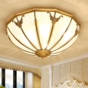 Gold Hemisphere Ceiling Light Traditional 4/6 Bulbs Bedroom Flushmount/Downrod Chandelier in Gold