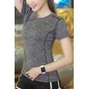 Cozy Womens Tee Top Contrasted Short Sleeve Crew Neck Fitted T Shirt