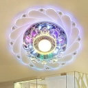 3/5w Swirling Clear Crystal Ceiling Lamp Modernism Silver LED Flush-Mount Light Fixture in Purple/Blue/Multi-Color Light