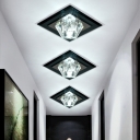 Gem Corridor LED Flush Mount Lamp Crystal Minimalist LED Ceiling Light Fixture in Black/Tan/Clear, Warm/White Light