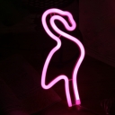 Flamingo LED Night Lamp Modern Plastic Girls Room Wall Night Light in White, Pink/Red Light