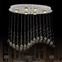 6 Bulbs Wave Shaped Ceiling Lighting Modernist Stainless Steel Crystal Small/Large Flush Mounted Lamp