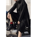 Stylish Womens Black Sweatshirt Long Sleeve High Neck Irregular Hem Relaxed Fit Pullover Sweatshirt