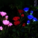 Rose Outdoor LED Stake Lighting Plastic 3-Bulb Modern Solar Pathway Lamp in Red/Pink/Blue, 1 Piece