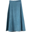 Trendy Men's Skirt Solid Color High Rise Button Front Midi A-Line Skirt