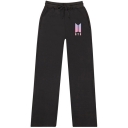 Fashion Kpop Logo Printed Stripe Side Black Slim Fit Jogger Pants Sweatpants