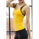 Sexy Girls Tank Quick Dry Contrasted Scoop Neck Slim Fitted Tank Top