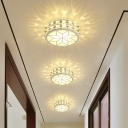 3/5w Hotel LED Flushmount Ceiling Lamp Modern White/Gold Flush Light with Round Crystal Shade, Warm/White Light/Third Gear
