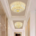 Round Clear Crystal Flush Mount Fixture Minimalist Rose Gold LED Ceiling Light in Yellow/White Light/Third Gear