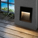 Square/Rectangle LED Footlight Modern Metal Black Recessed Wall Lamp for Outdoor, Small/Large