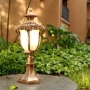 1-Bulb Post Light Traditional Bell Shaped Milk Glass Street Lamp in Black/Bronze for Outdoor