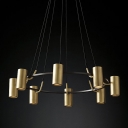 8 Lights Living Room Ceiling Chandelier Postmodern Black-Gold Pendant Lamp with Tube Metal Shade