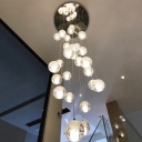 14/16/26 Lights Bedroom Pendant Lamp Modern Chrome Multiple Hanging Lamp with Ball Clear Seedy Crystal Shade