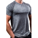 Basic Men's T-Shirt Heathered Crew Neck Short Sleeves Raglan Regular Fitted Tee Top
