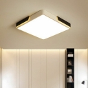 Acrylic Round/Square/Rectangle Flushmount Nordic Black and White LED Ceiling Flush Light in Warm/White/3 Color Light
