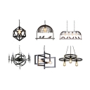 10-Bulb Cage Style Swag Pendant Industrial Black Metal Multiple Hanging Light for Restaurant