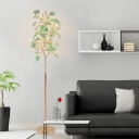 Rosebush Ceramic Floor Lamp Romantic Pastoral 9-Light Living Room Standing Light in Green with Crystal Accent