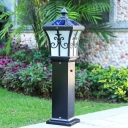 Flared LED Solar Path Light Vintage Black/Bronze Metal Lawn Lantern for Garden, 1 Piece