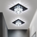Mini Square Flush Mount Ceiling Light Simplicity Crystal Black/Chrome/Tan LED Flushmount in Warm/White Light for Aisle
