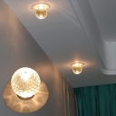 Hammered Crystal Orb Ceiling Lamp Simple Clear LED Flush Mount Light Fixture for Bedroom