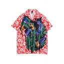 Stylish Men's Shirt All over Print Color Printed Button Fly Spread Collar Short Sleeves Relaxed Fit Shirt