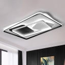 Square/Rectangular Living Room Flushmount Metal Contemporary Surface Mounted LED Ceiling Lamp in Black, Warm/White Light