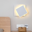 Metal Round/Square Flush Wall Sconce Simplicity White LED Wall Mounted Light Fixture for Bedside
