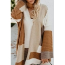 Stylish Womens Cardigan Contrasted Long Sleeve Open Front Loose Knit Cardigan