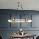 Postmodern LED Pendant Lighting Black/Gold U-Shaped/Round/Oval Chandelier with Acrylic Shade for Dining Room