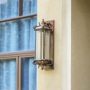 Rectangle Patio Wall Lighting Ideas Rural Clear Grid Glass Single Bronze Wall Sconce, 8.5