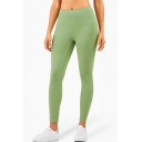 Solid Color High Waist Ankle Length Tight Training Leggings for Girls
