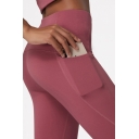 Solid Color High Waist Ankle Length Tight Running Leggings for Women