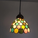 Baroque Dotted/Flared/Pyramid Pendant Light Fixture 1-Light White/Yellow/Blue Cut Glass Hanging Ceiling Light in Black