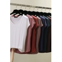 Casual Women's Tee Top Plain V Neck Short-sleeved Relaxed Fit Bottoming T-Shirt