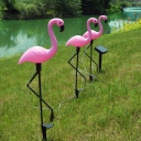 Flamingo Garden Stake Lighting Plastic 1-Light Modern Solar Operated Ground Lamp in Pink