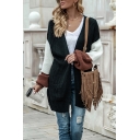 Womens Fashion Cardigan Knitted Colorblock Long Sleeve Open Front Relaxed Fit Cardigan