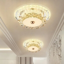 Round/Square LED Ceiling Flush Mount Modern Crystal Clear Floral Flush Light in Warm/White Light/Third Gear