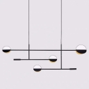 Minimalist 4-Light Island Lighting Black 3-Tier Linear Hanging Pendant with Metal Shade